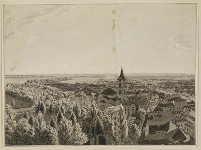 Franz Schmid (1796) - Panorama von Karlsruhe: Ansicht nach Westen