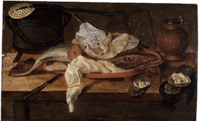 Alexander Adriaenssen (Umkreis) - Stillleben mit Fischen und Austern