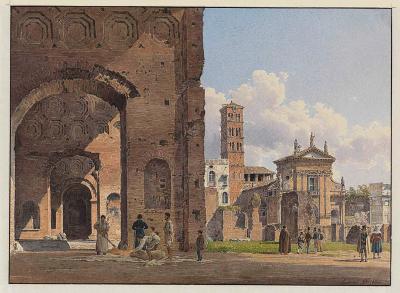 Rudolf von Alt - Blick aus der Konstantinsbasilika in Rom auf S. Francesca Romana