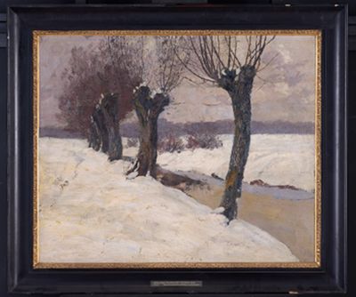 Wilhelm Nagel (1866) - Schneelandschaft mit Weiden am Bachufer