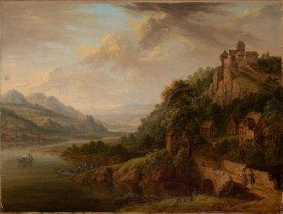Christian Georg Schüz (1718) - Rheinlandschaft mit Burg