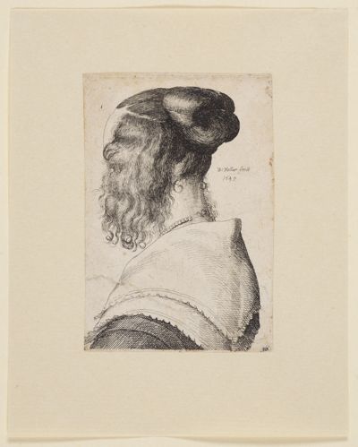 Wenzel Hollar - Weiblicher Kopf, nach links, von hinten gesehen (Hollars Frau)
