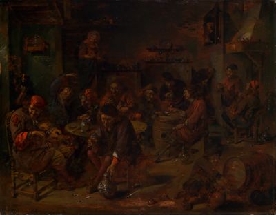 Abraham Diepraem - Zechende Bauern in einer Schenke