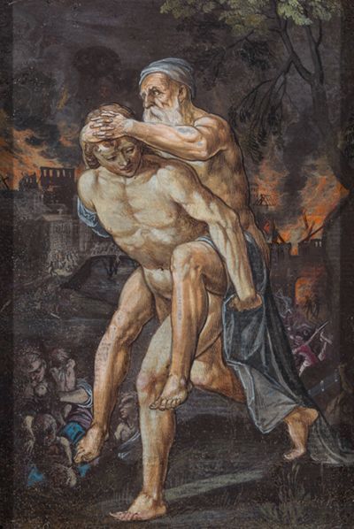 Adam Elsheimer - Aeneas rettet Anchises aus dem brennenden Troja