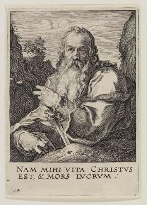 Hendrick Goltzius - Christus, die 12 Apostel mit Paulus; Blatt 14 (arabisch) (Paulus)