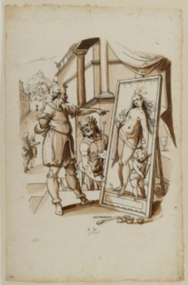 Lorenz Lingg - Entwurf für ein Mittelbild mit Apelles und dem Schuster