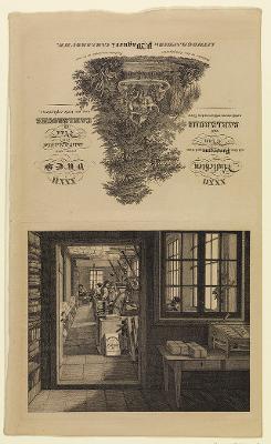 Peter Wagner (1795/1802) - Die lithogr. Anstalt von P. Wagner in Karlsruhe, Einblick in die Druckwerkstatt; 2) XXXII / Ansichten / .../von/Carlsruhe...