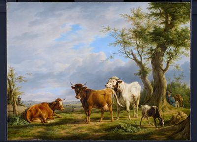 Karl Kuntz - Weidende Tiere in Landschaft