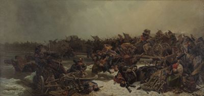 Arthur Nikutowski - Rückzug des badischen Korps der napoleonischen Armee über die Beresina, unter Führung Markgraf Wilhelm von Baden am 28. November 1812