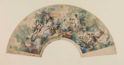 Johann Evangelist Holzer - Fächerentwurf: Die fünf Sinne