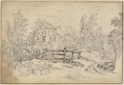 Anonym (F) - Landschaft mit Gehöft