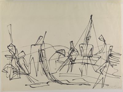 Ernst Wilhelm Nay - Ostseefischer mit Netzen am Strand