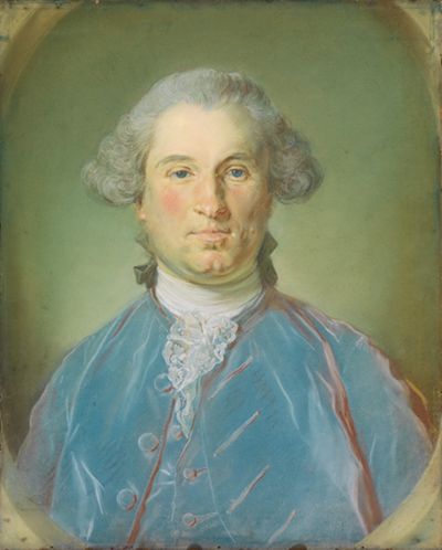 Jean-Baptiste Perronneau - Brustbild eines Herren in blauer Samtjacke