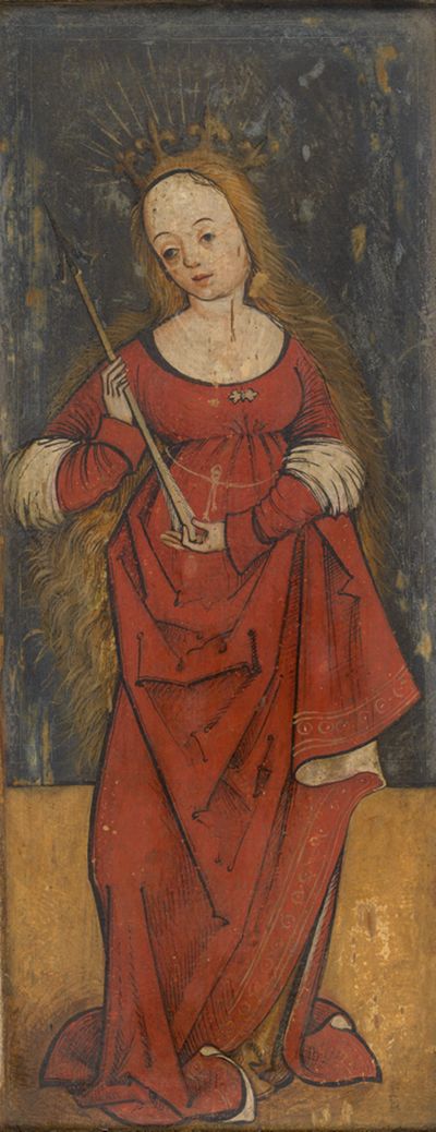 Schwäbisch, um 1500 - Die Heilige Ursula (verso: Heiliger Onuphrius)