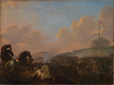 Herman van Lin - Schlacht vor den Toren Roms mit Blick auf die Engelsburg