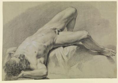 Martin Knoller - Männlicher Akt, rücklings liegend