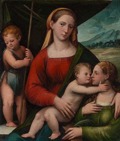 Innocenzo da Imola - Maria mit dem Kinde, dem Johannesknaben und der heiligen Katharina
