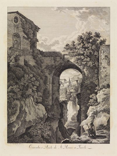 Albert Christoph Dies - Tivoli: mit Wasserfall und Ponte di S. Rocco