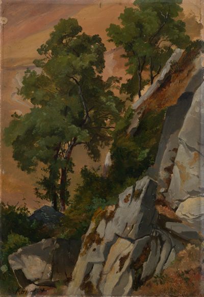 Edmund Friedrich Kanoldt - Felshang mit Bäumen bei Olevano