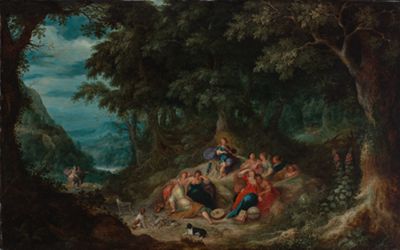 Abraham Govaerts - Waldlandschaft mit Apollo und den neun Musen