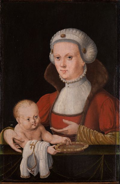Monogrammist AC von 1567 - Bildnis einer Frau mit einem Täufling