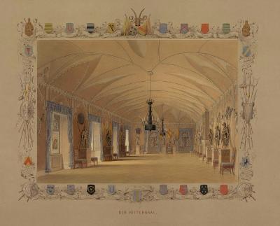 Louis Hoffmeister - Schloss Eberstein: Der Rittersaal (Album mit 23 Ansichten von Schloss Eberstein und Umgebung sowie Titel- und Schlussblatt: Blatt 11)