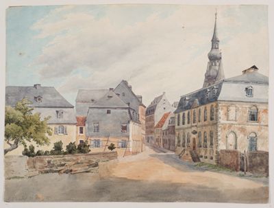Karl Heinrich Albert Kayser - Blick auf die Schlossgasse und das Kurtrierische Amtshaus in St. Wendel