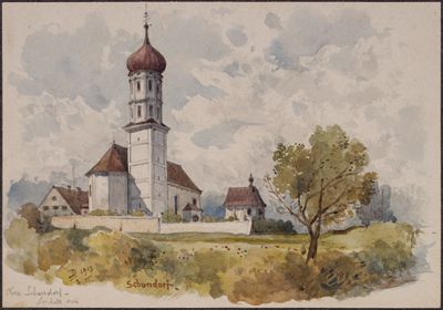 Josef Wilhelm Durm - Pfarrkirche in Oberschondorf am Ammersee (Kirchen und Landschaften aus Bayern)