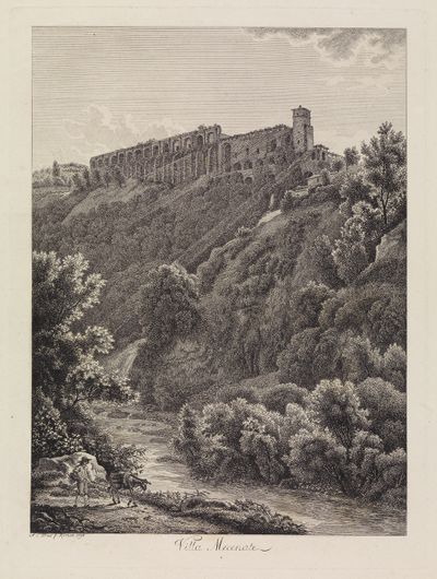 Albert Christoph Dies - Tivoli: Blick von unten auf die Villa des Mäzenas