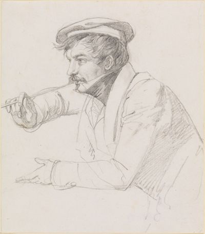 Friedrich Mosbrugger - Männliche Porträtstudie, nach links gewendet