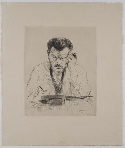 Max Slevogt - Selbstbildnis mit Zigarre, radierend