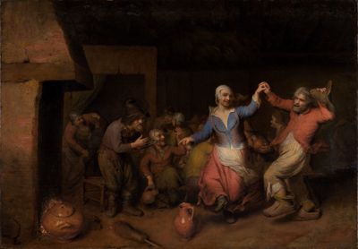 Matheus Berckmans (1635) - Tanzendes Bauernpaar in der Schenke