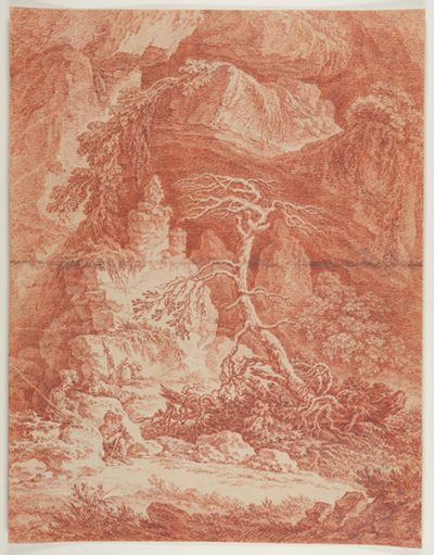 Franz Edmund Weirotter - Felsige Landschaft mit römischen Kriegern als Staffage