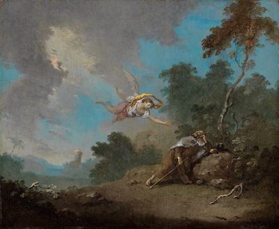 Norbert Grund - Der Prophet Elias, in der Wüste von einem Engel gespeist