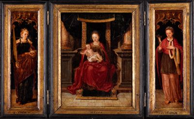 Brügger Meister (Umkreis Pieter Claeissins d. Ä.) - Triptychon für die Privatandacht