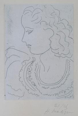Henri Matisse - Brustbild eines Mädchens (Jeune femme de profil, blouse en dentelle)