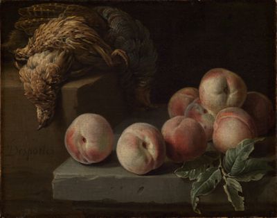 François Desportes (1661) - Stillleben mit Pfirsichen und Rebhuhn
