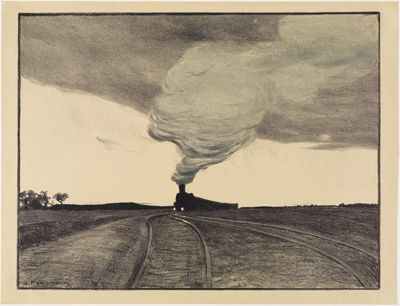 Gustav Kampmann - Eisenbahn am Abend
