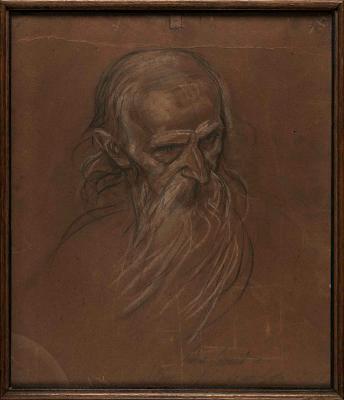 Ludwig Schmid-Reutte - Greisenkopf mit langem Bart