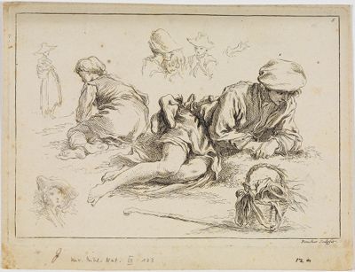 François Boucher - Figurenstudien (Studienbuch nach A. Bloemaert)