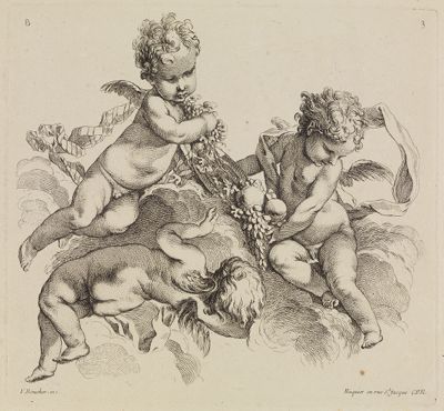 Pierre-Alexandre Aveline(?) - Drei Putten mit Früchten