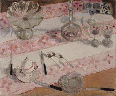 Wilhelm Schnarrenberger - Glas auf weiß-rosa Decke