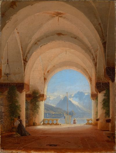 August von Bayer (1803) - Ausblick aus einem Kreuzgang