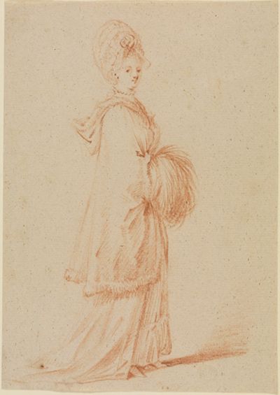 Daniel Nikolaus Chodowiecki - Junge Dame im Cape mit Kapuze und Muff