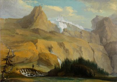 Caspar Wolf - Der Siebenbrunnen im Simmental mit Flughorn und Rätzligletscher