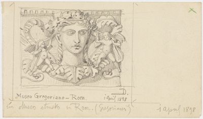 Josef Wilhelm Durm - Skizzenbuchblatt: Dekorationen, Museo Gregoriano, Rom