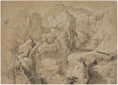 Anonym (F) - Flußlandschaft mit Burgruine