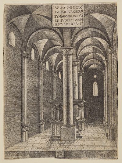 Albrecht Altdorfer - Das Innere der Synagoge von Regensburg