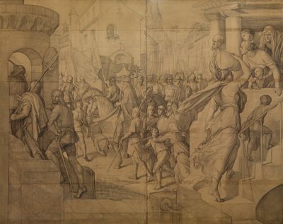 Julius Schnorr von Carolsfeld - Kaiser Karl mit dem Heer der Franken in Paris