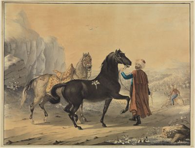 Johann Georg Pforr - Türke mit Rappe und Schimmel